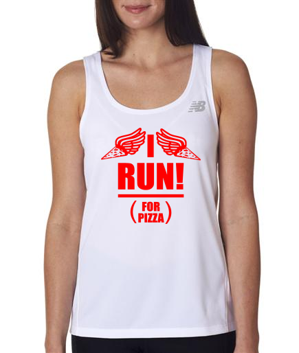 Running - I Run For Pizza - NB Ladies White Singlet